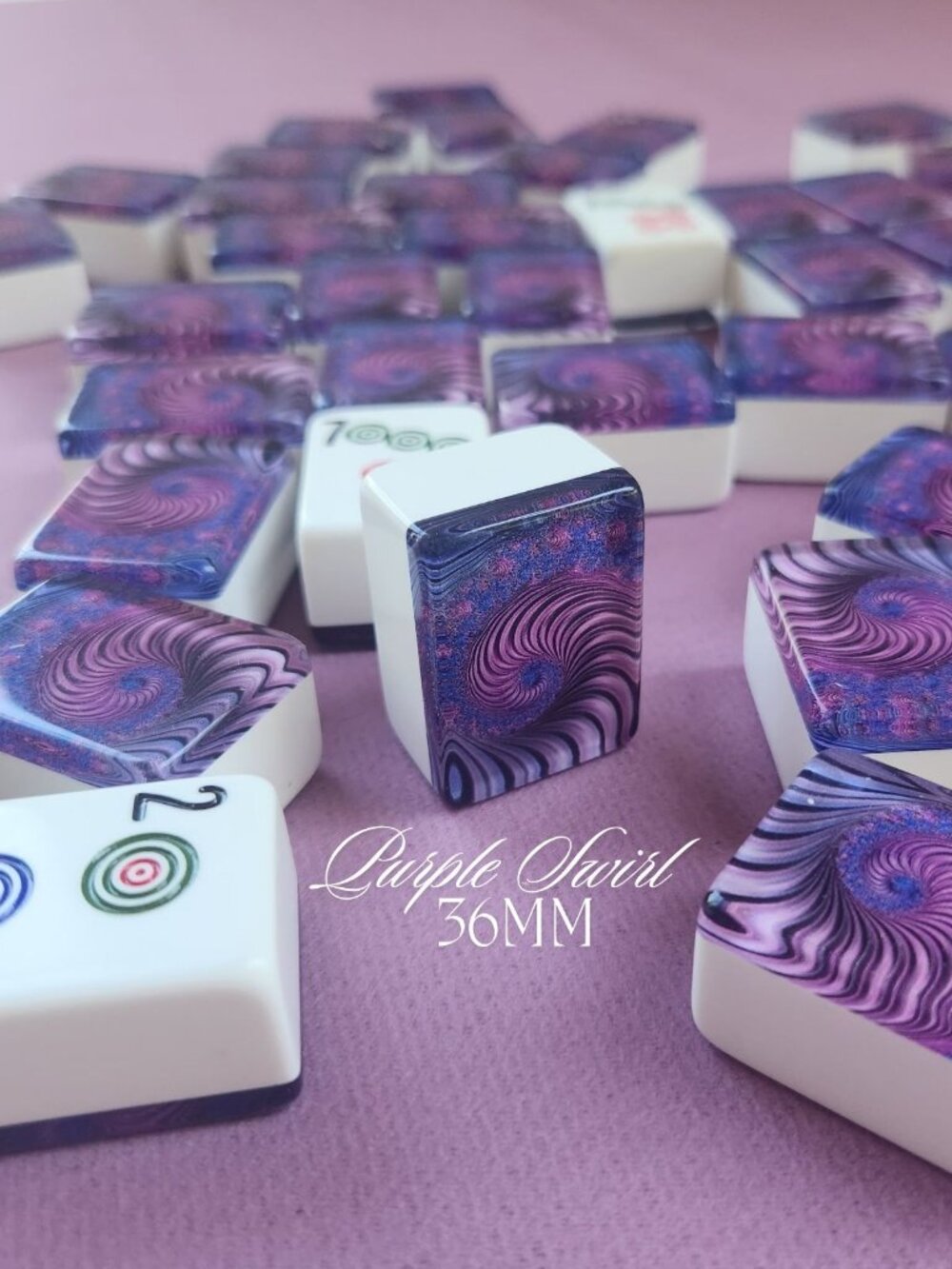 Automatic Mah Jongg Tiles Designer Series - Purple Swirl (36mm)